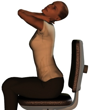 肩こりの対処法：座位による頭位修正法
